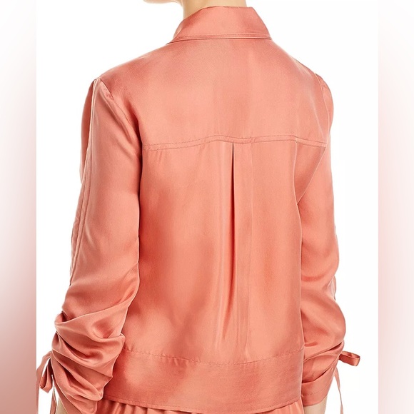 5 à 7 Cinq à Sept Dale Ruched Sleeve Jacket in Apricot Women's Size 00 - Picture 3 of 10